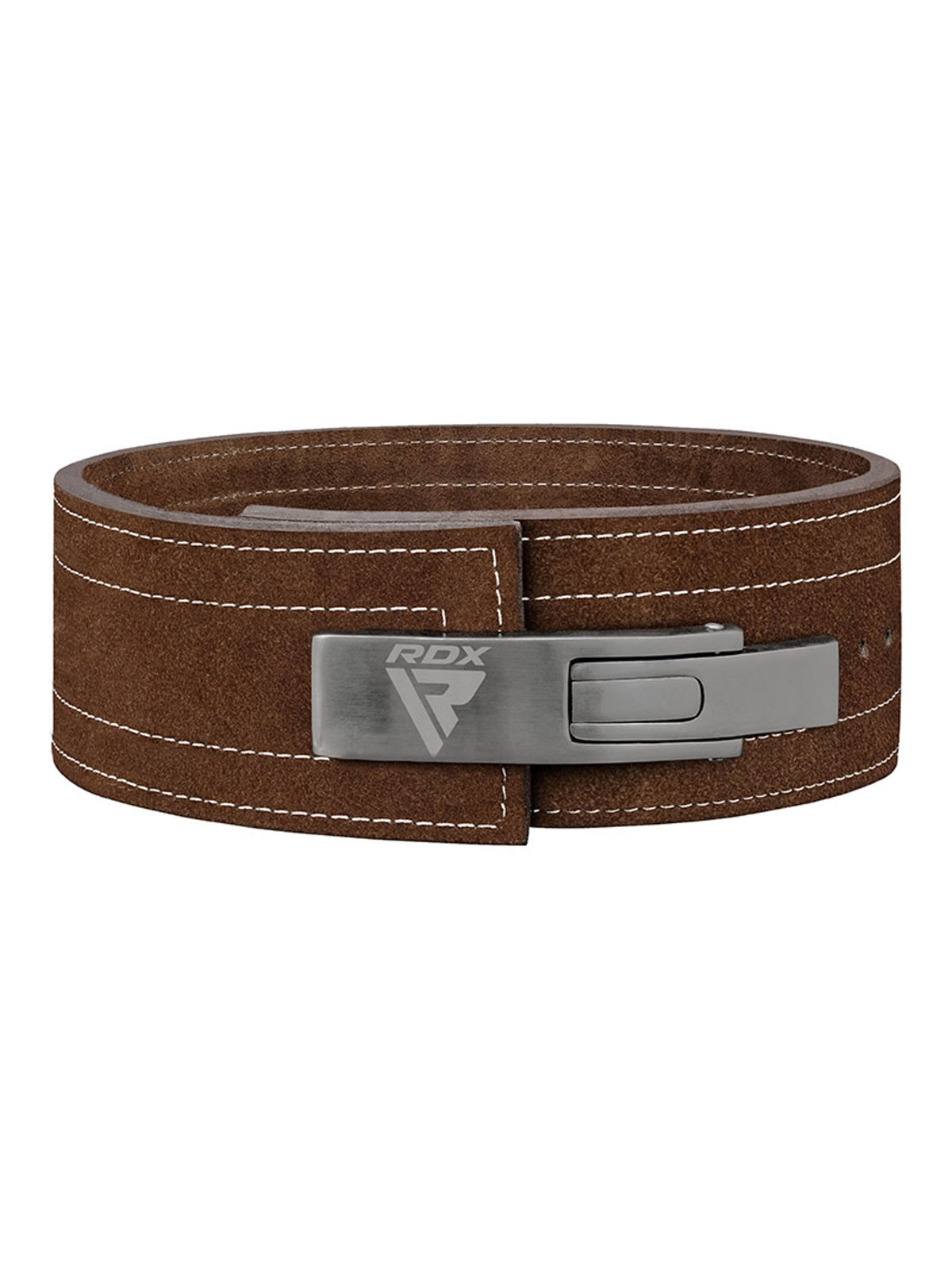 RDX 4 Inch IPL/USPA Approved Powerlifting Leather Gym Belt - brown Nubuck lever belt, side view