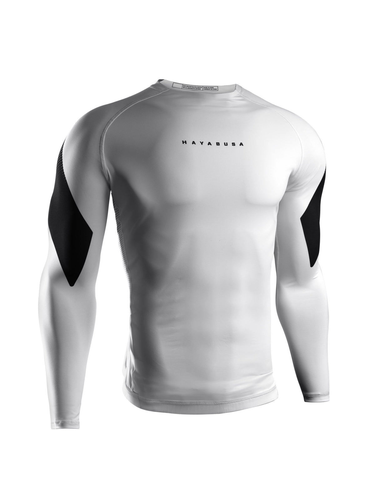 Hayabusa Men's Pro Ranked Long Sleeve Rash Guard, white, main image
