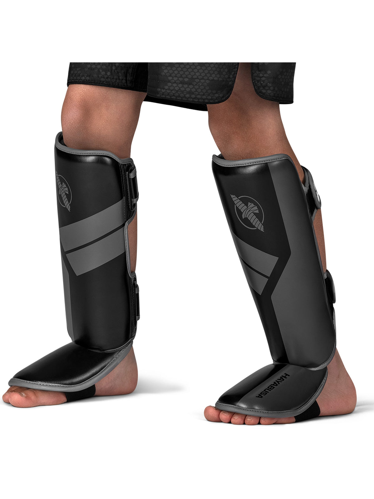 Hayabusa S4 Youth Shin Guards – Black 3/4 Left
