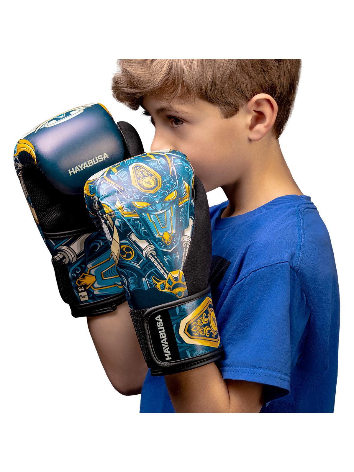 Hayabusa S4 Youth Epic Boxing Gloves, blue robot, image 5
