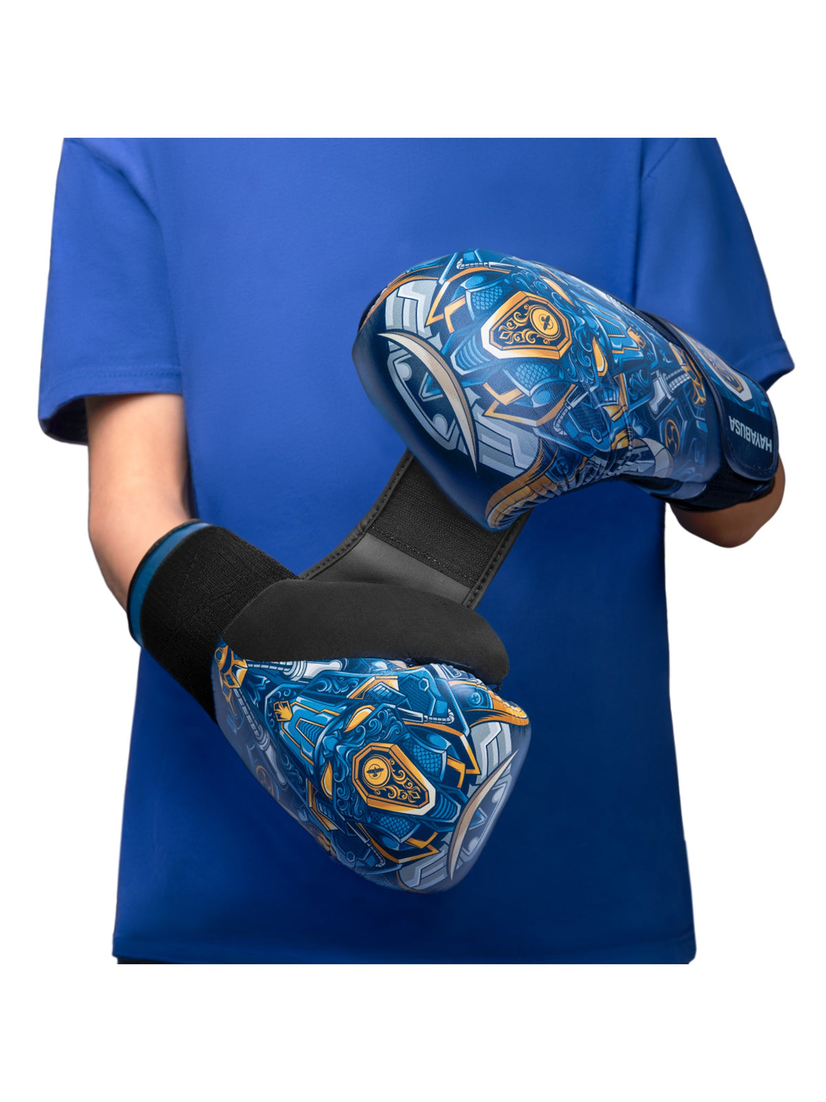 Hayabusa S4 Youth Epic Boxing Gloves, blue robot, image 3