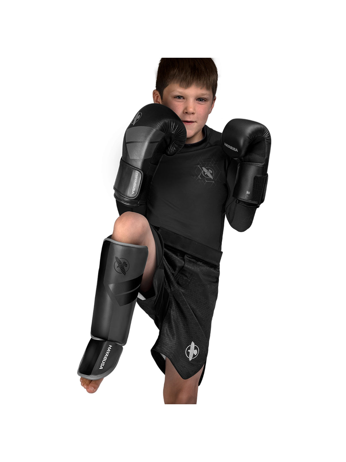 Hayabusa S4 Youth Shin Guards, charcoal, image 7
