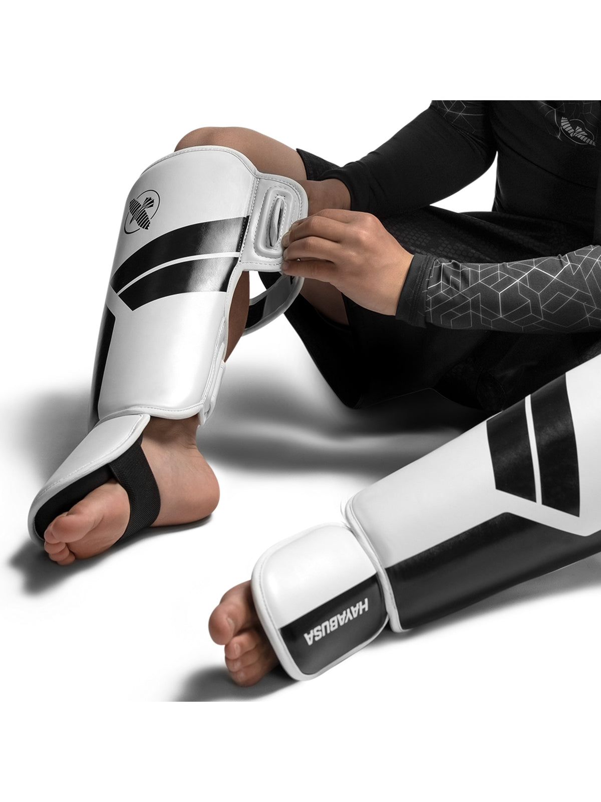 Hayabusa S4 Youth Shin Guards, white, image 5
