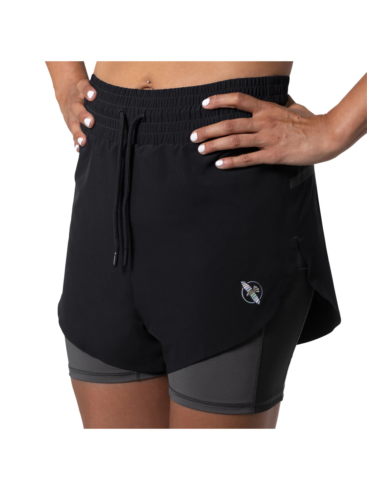 Hayabusa Women's Mid Rise Layered Shorts – Black Front