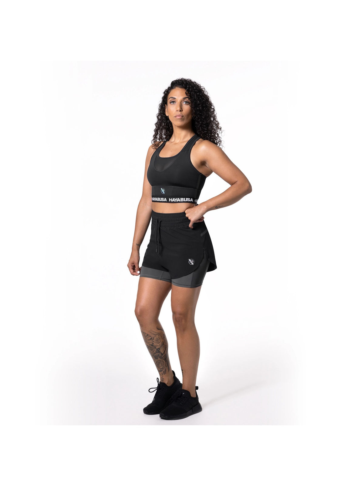 Hayabusa Women's Mid Rise Layered Shorts – Black Detail