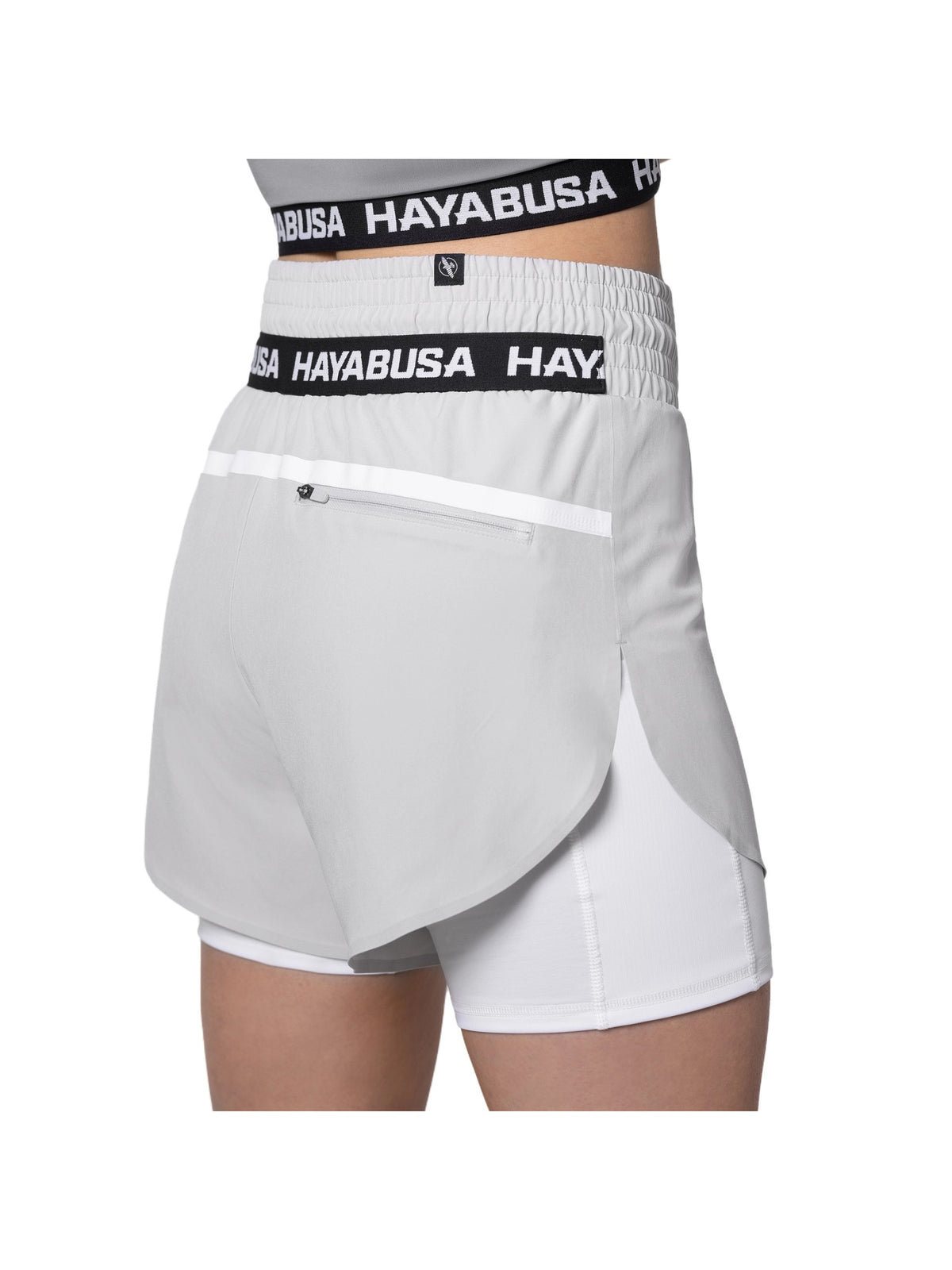 Hayabusa Women's Mid Rise Layered Shorts, grey, image 2