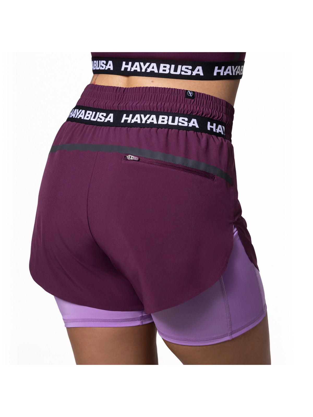Hayabusa Women's Mid Rise Layered Shorts, wine, image 2