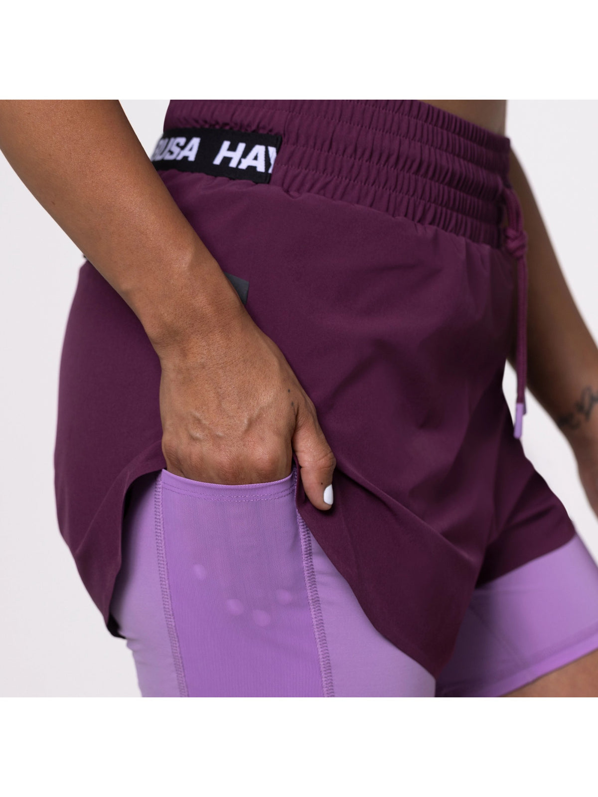 Hayabusa Women's Mid Rise Layered Shorts, wine, image 5
