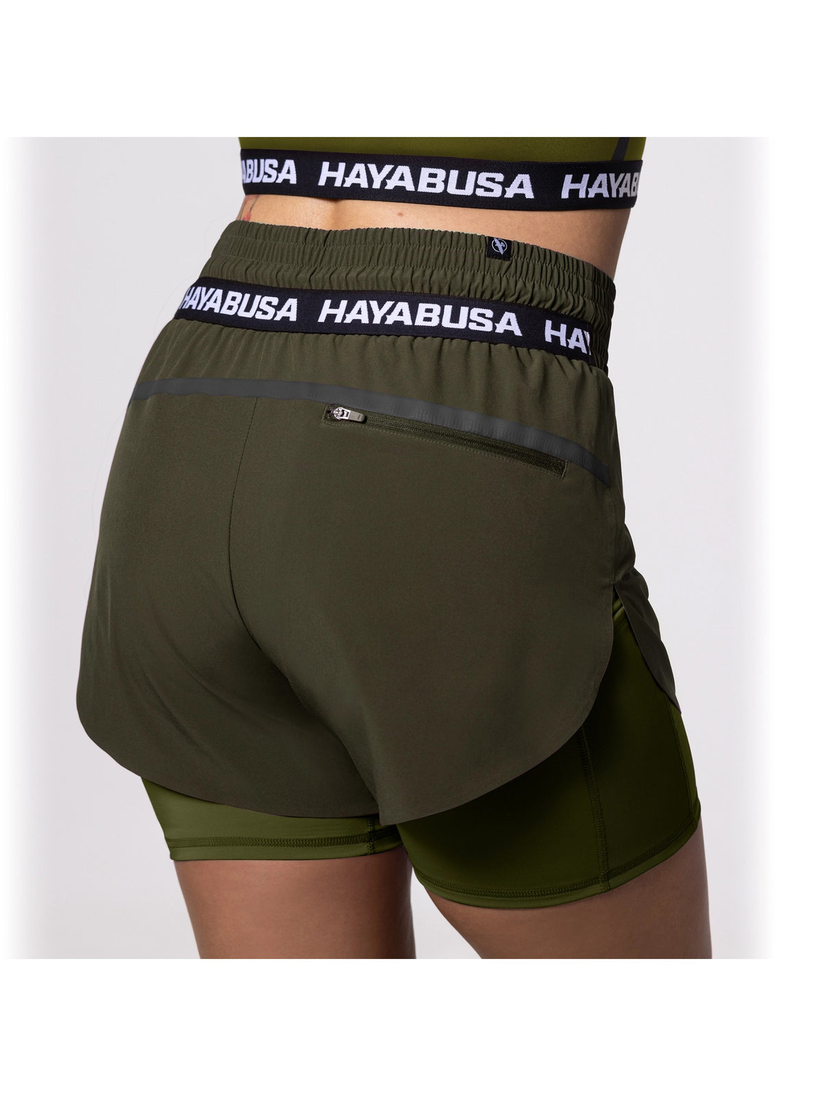 Hayabusa Women's Mid Rise Layered Shorts, olive, image 2