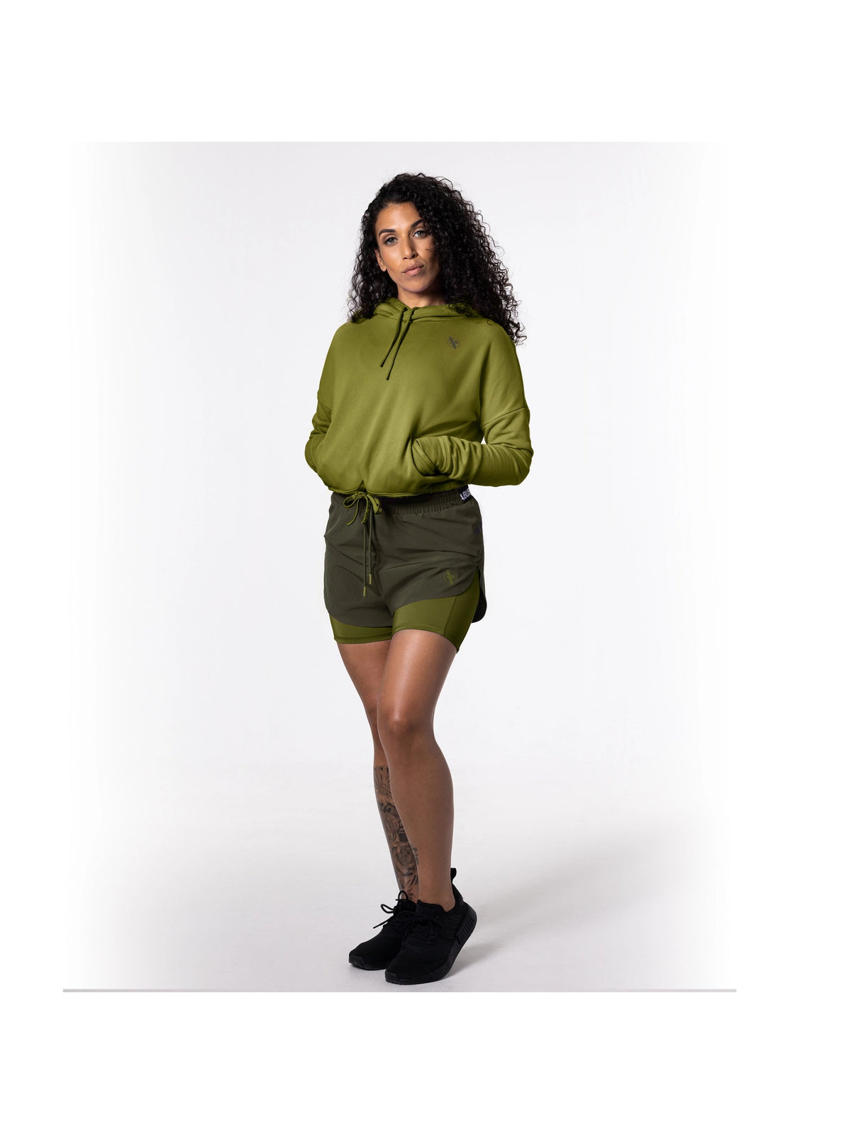 Hayabusa Women's Mid Rise Layered Shorts, olive, image 5