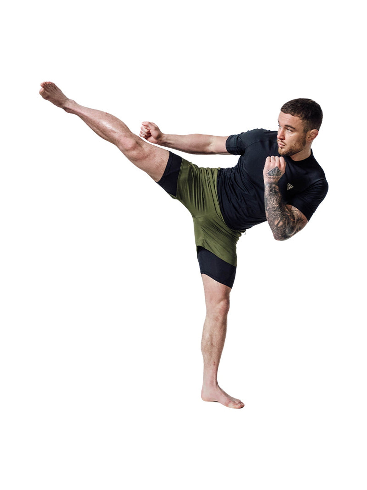 RDX T16 2-in-1 Compression MMA Shorts - Army Green/Black