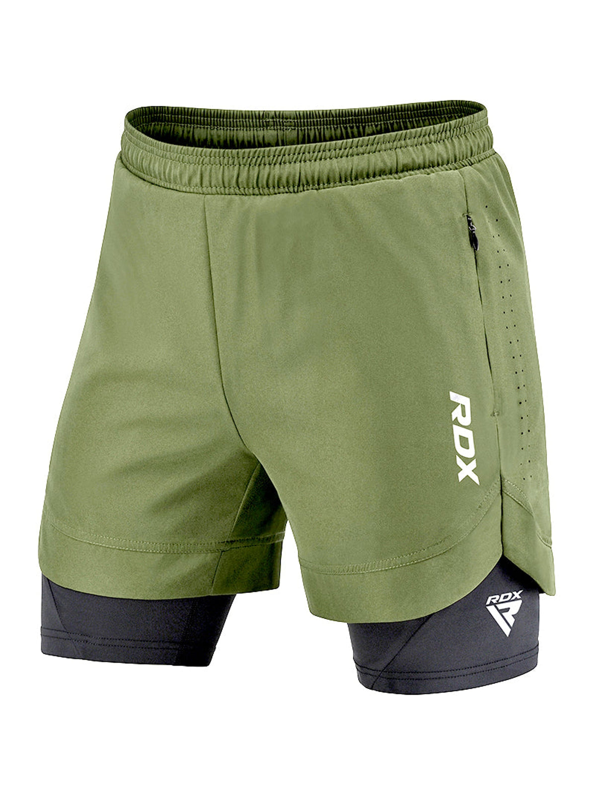 RDX T16 2-in-1 Compression MMA Shorts - Army Green/Black