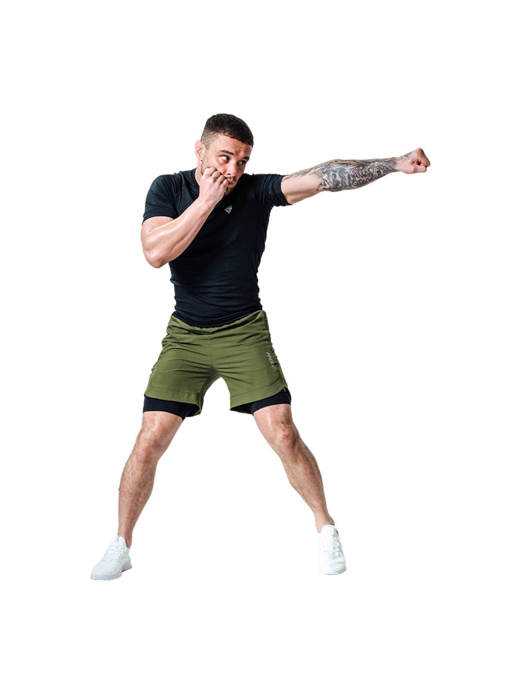 RDX T16 2-in-1 Compression MMA Shorts - Army Green/Black