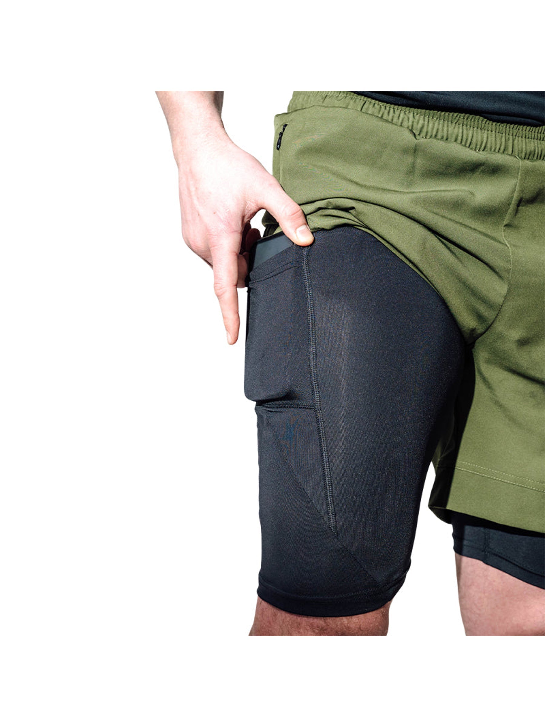 RDX T16 2-in-1 Compression MMA Shorts - Army Green/Black