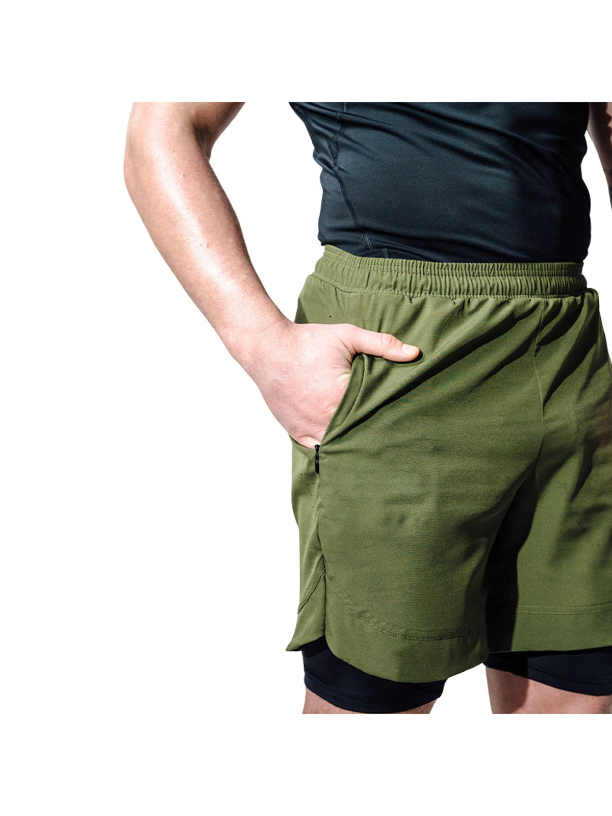 RDX T16 2-in-1 Compression MMA Shorts - Army Green/Black
