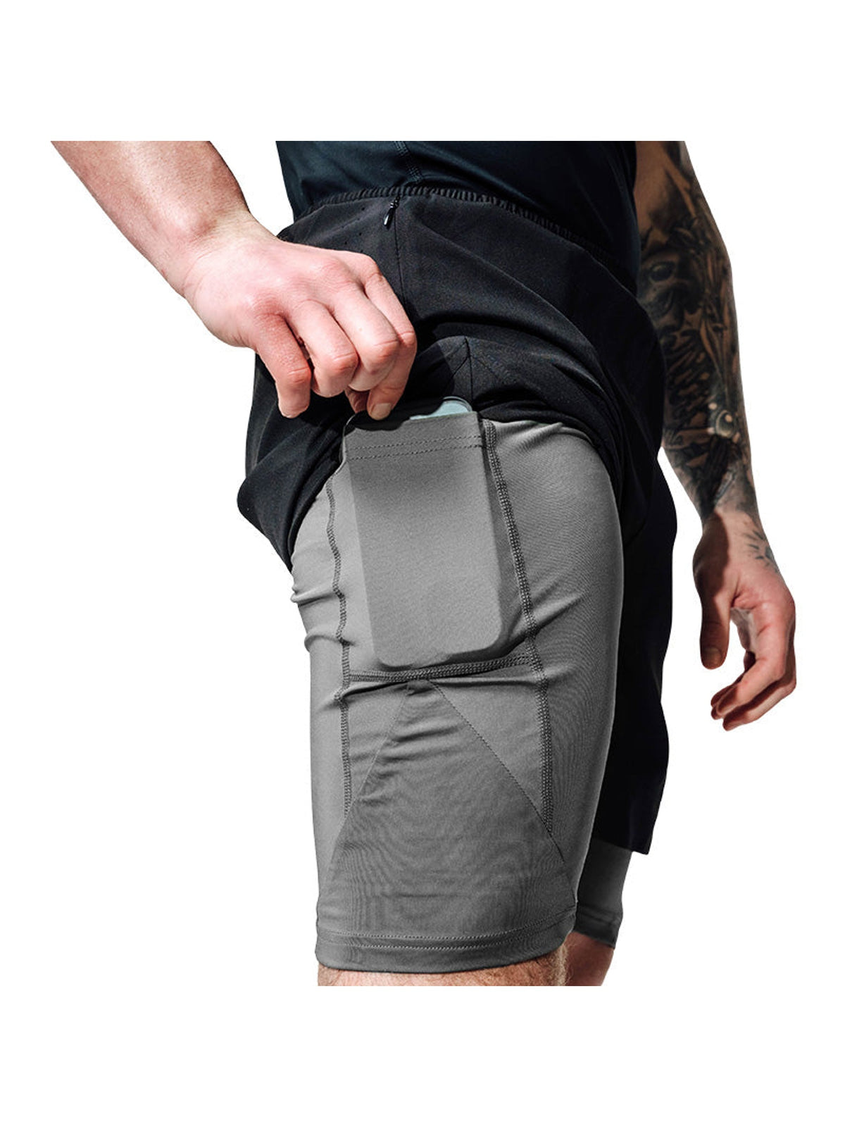 RDX T16 2-in-1 Compression MMA Shorts - Black/Grey