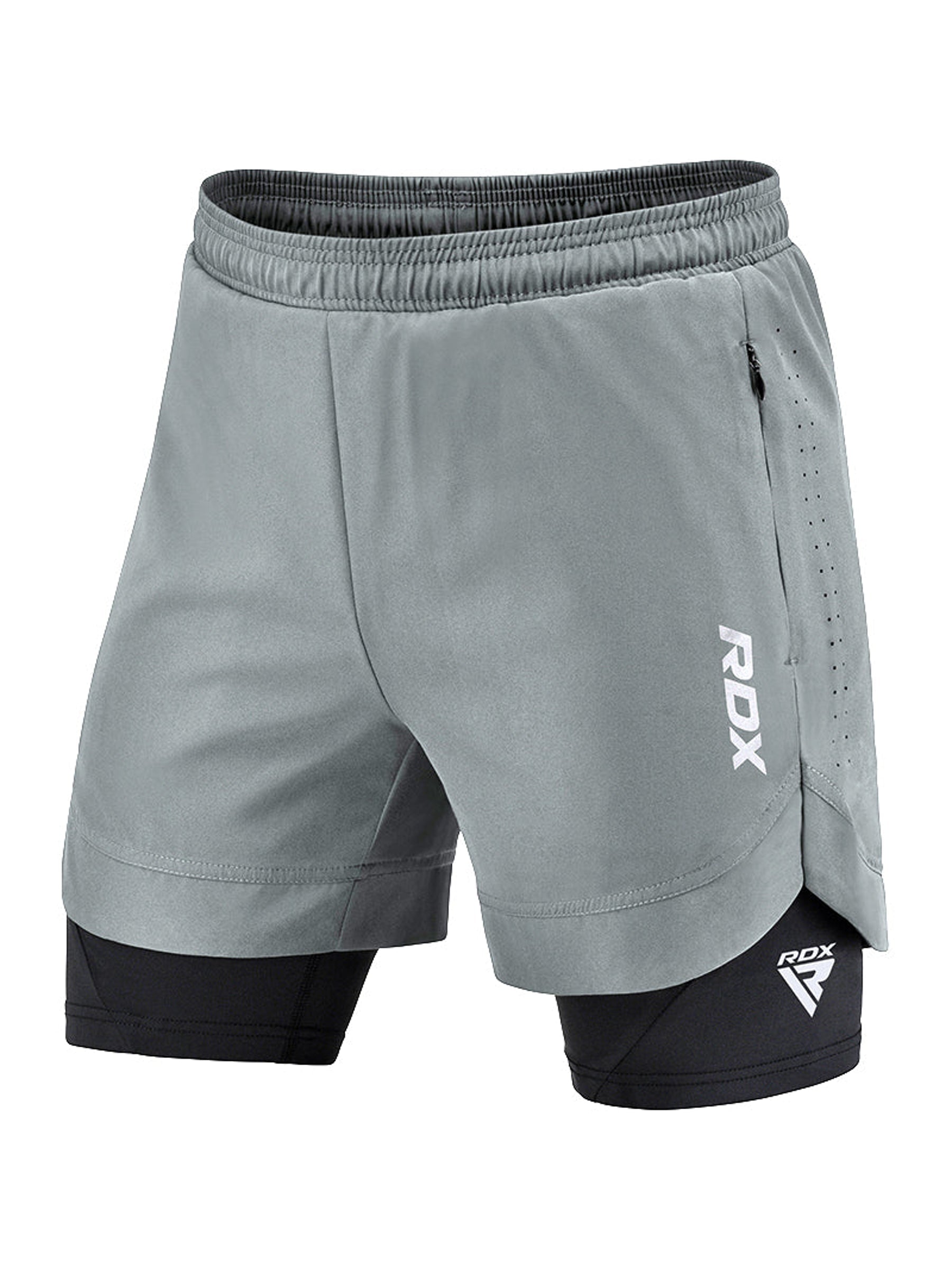 RDX T16 2-in-1 Compression MMA Shorts - Grey/Black