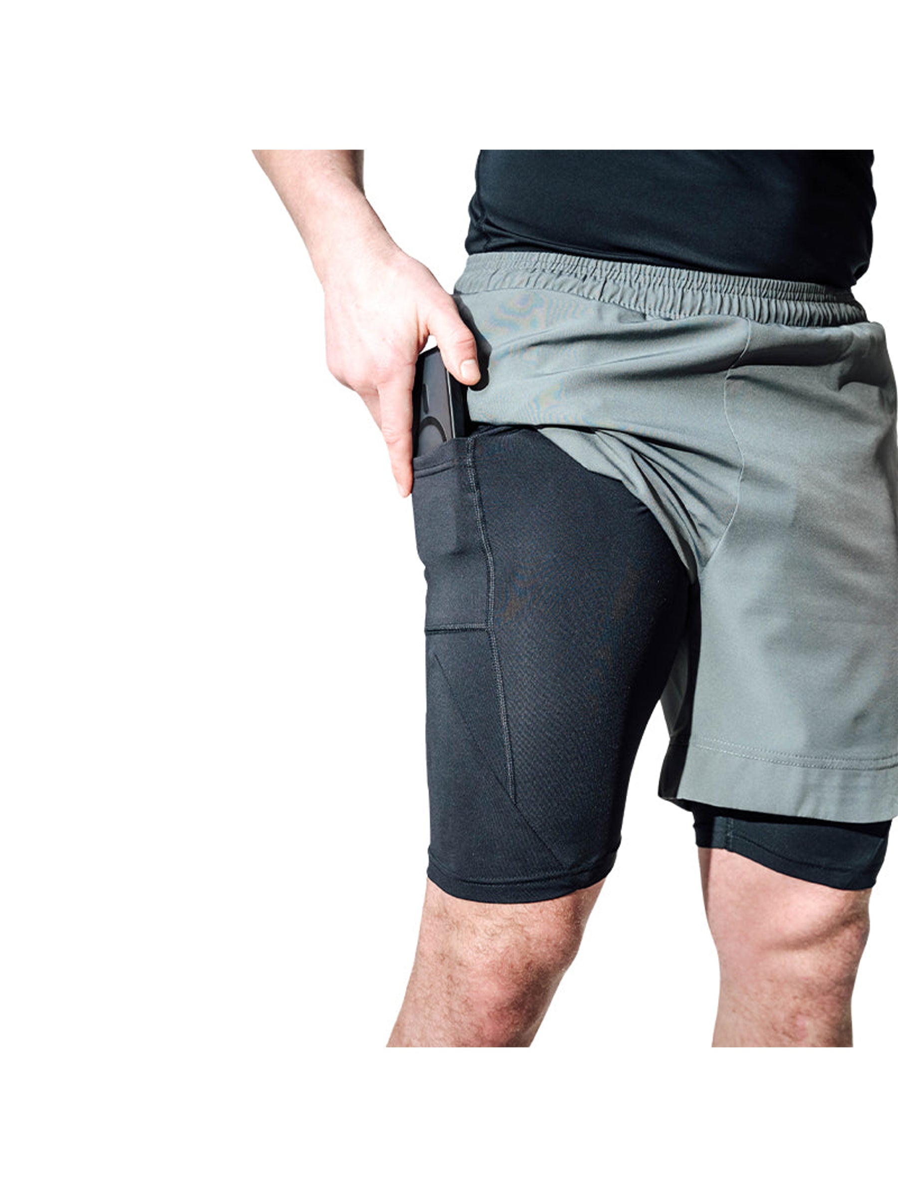 RDX T16 2-in-1 Compression MMA Shorts - Grey/Black