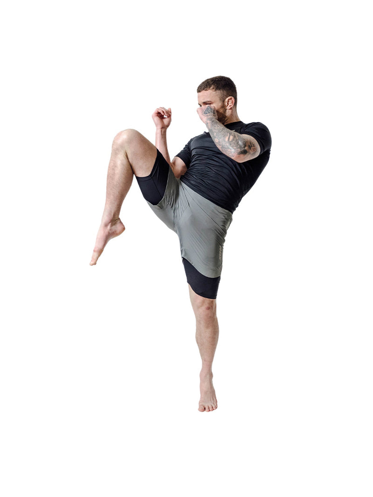 RDX T16 2-in-1 Compression MMA Shorts - Grey/Black