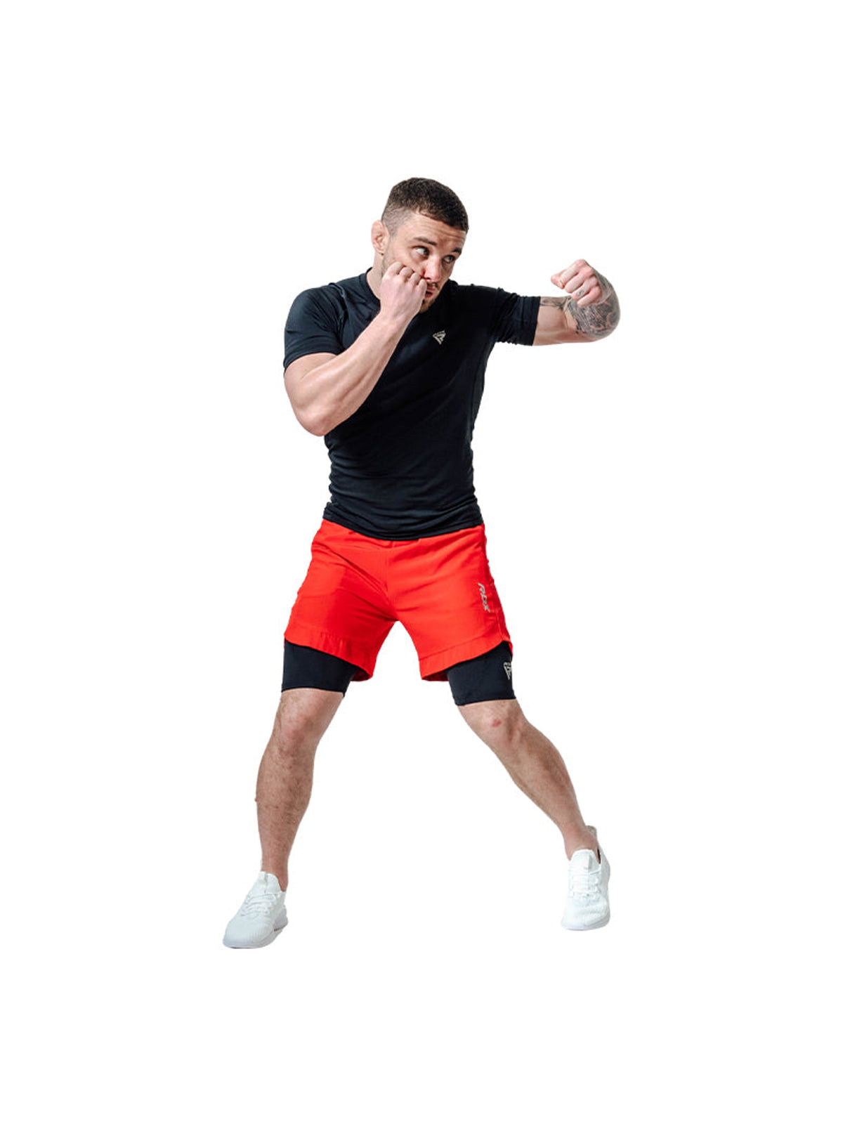 RDX T16 2-in-1 Compression MMA Shorts - Red/Black