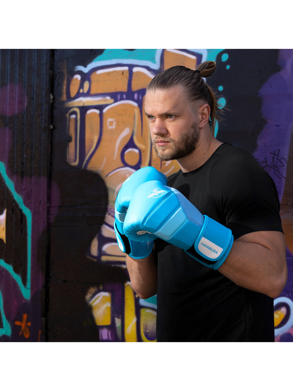 Hayabusa T3 Neon Boxing Gloves, neon blue, image 6