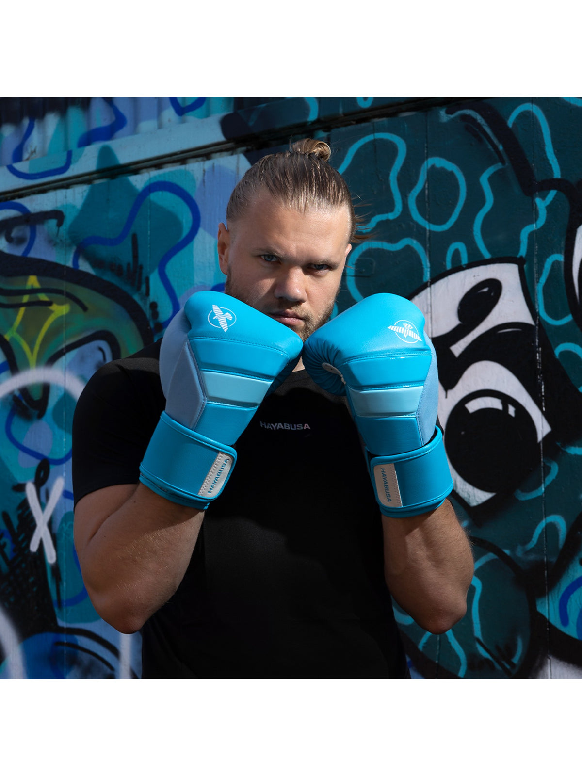 Hayabusa T3 Neon Boxing Gloves, neon blue, image 5