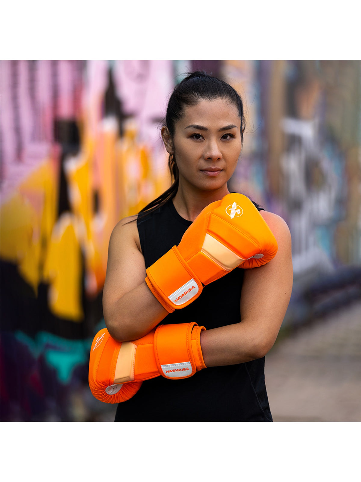 Hayabusa T3 Neon Boxing Gloves, neon orange, image 6