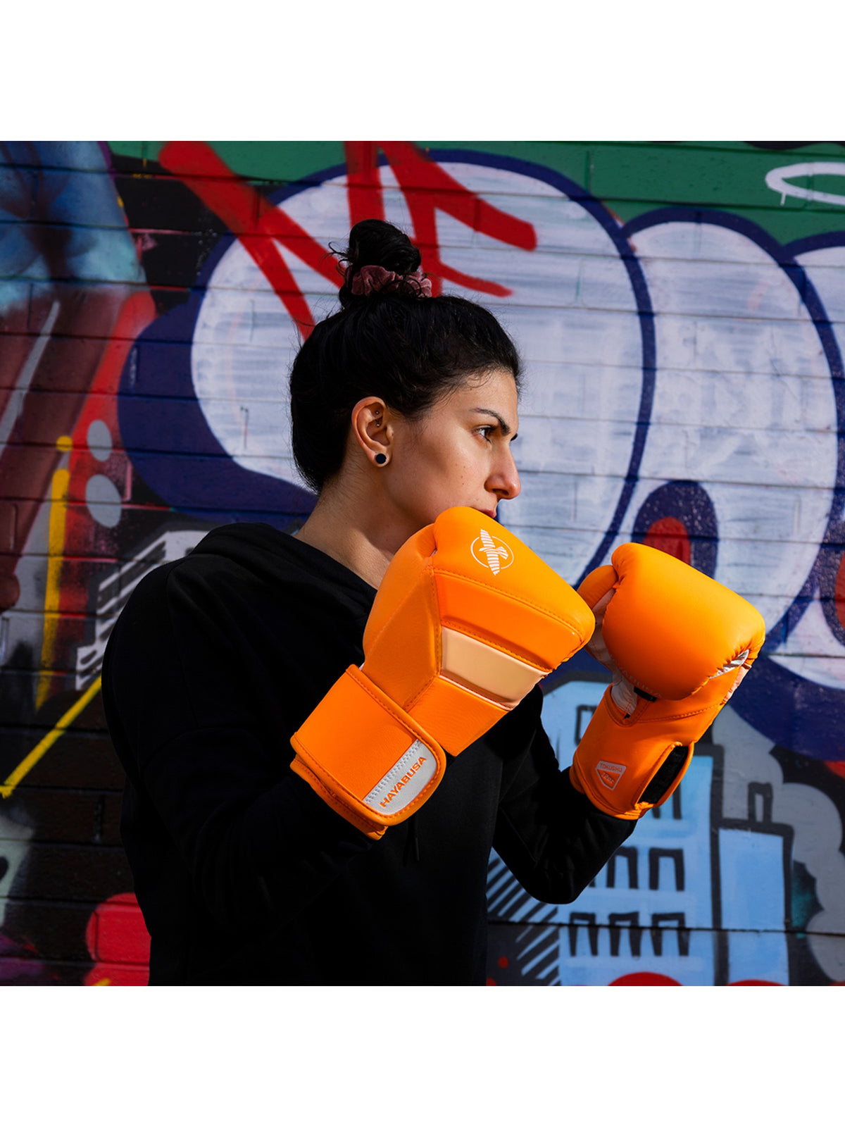 Hayabusa T3 Neon Boxing Gloves, neon orange, image 5