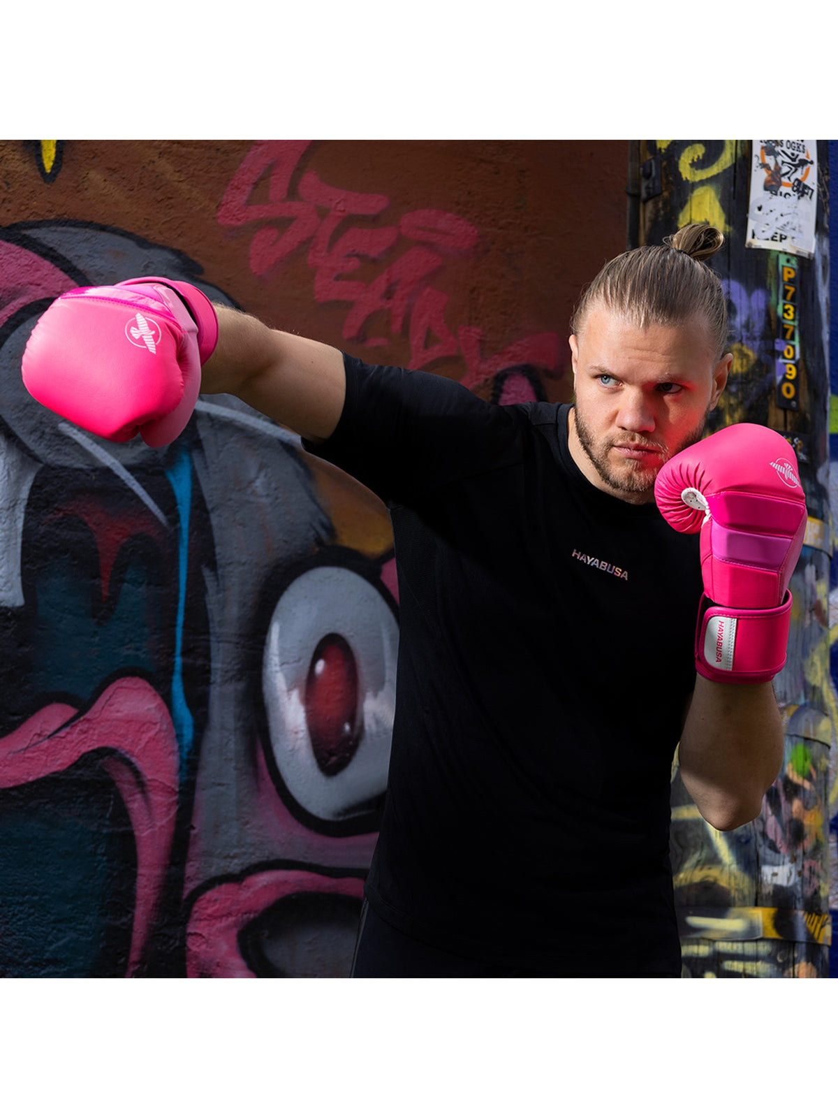 Hayabusa T3 Neon Boxing Gloves, neon pink, image 6