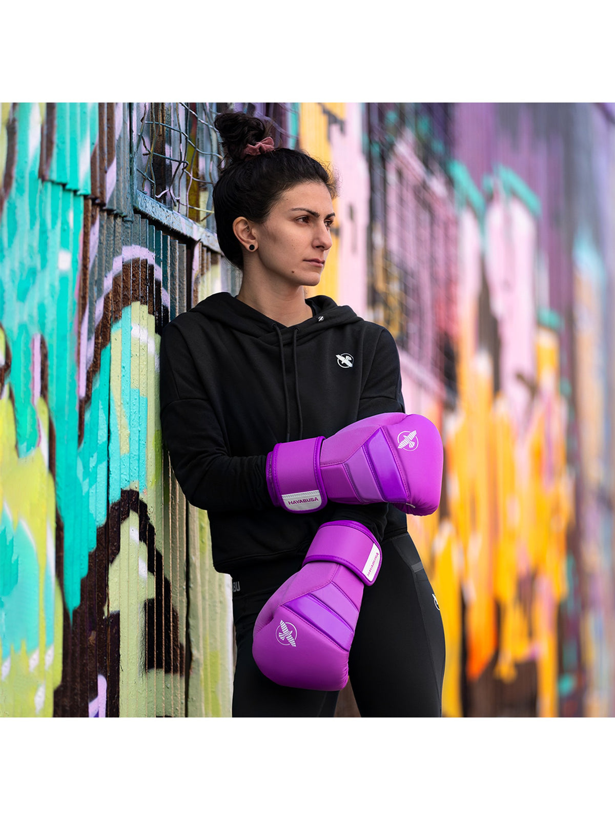 Hayabusa T3 Neon Boxing Gloves, neon purple, image 6