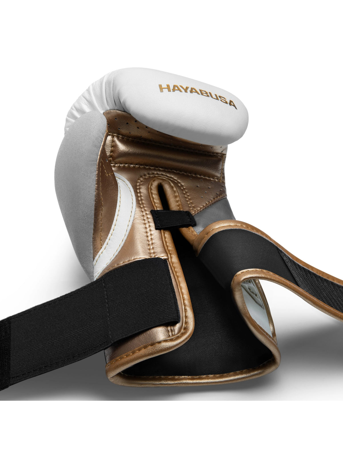 Hayabusa T3 Kids Boxing Gloves, white/gold, image 3
