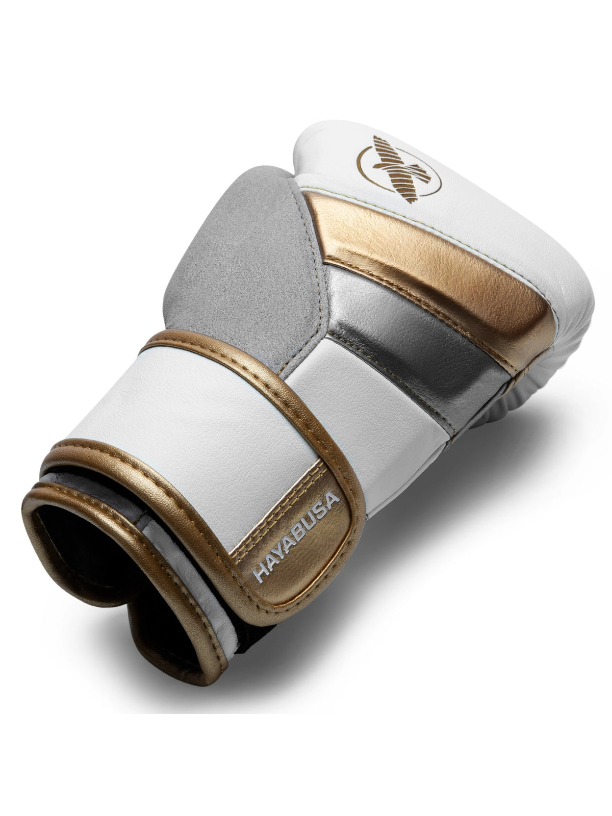 Hayabusa T3 Kids Boxing Gloves, white/gold, image 4