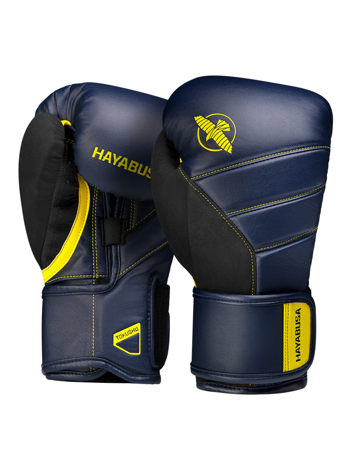 Hayabusa T3 Boxing Gloves, navy/yellow, main image