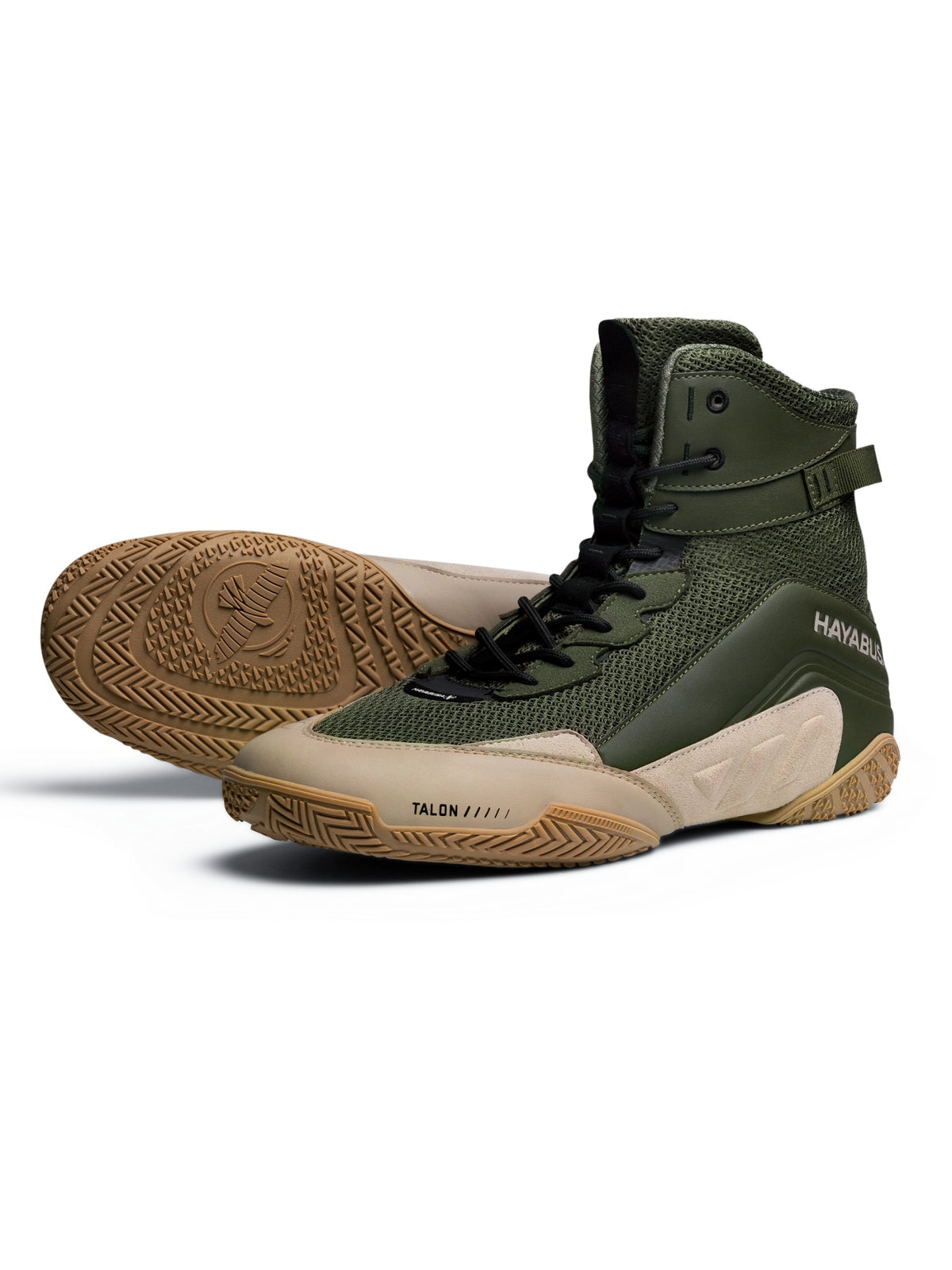 Hayabusa Talon Boxing Shoes, green/tan, main image