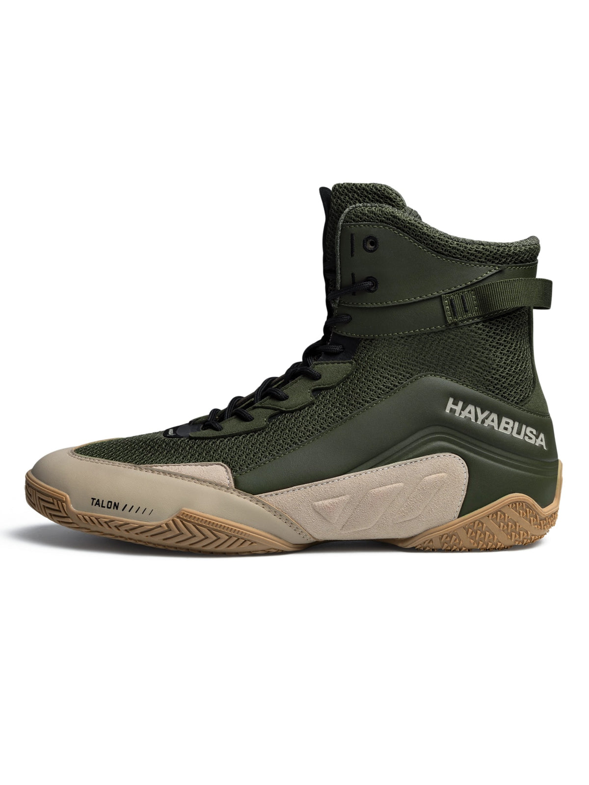 Hayabusa Talon Boxing Shoes, green/tan, image 3