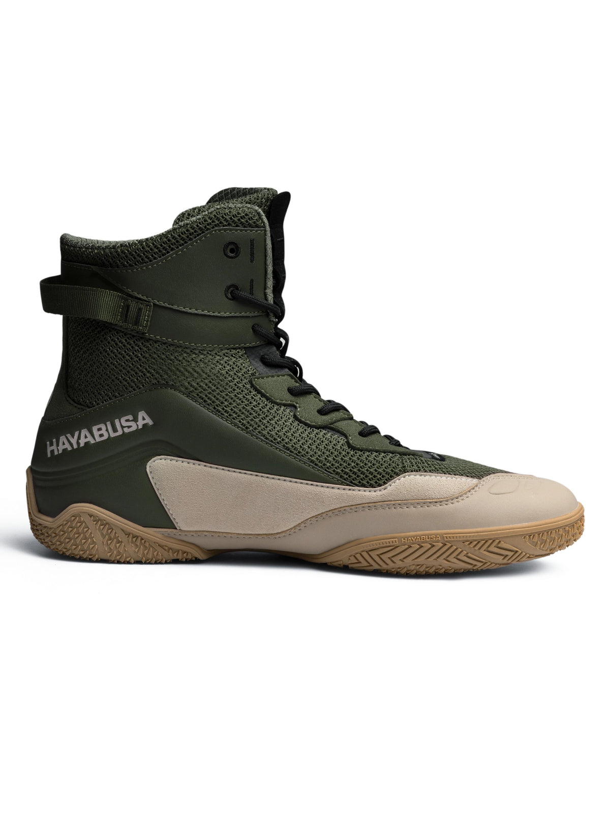 Hayabusa Talon Boxing Shoes, green/tan, image 2