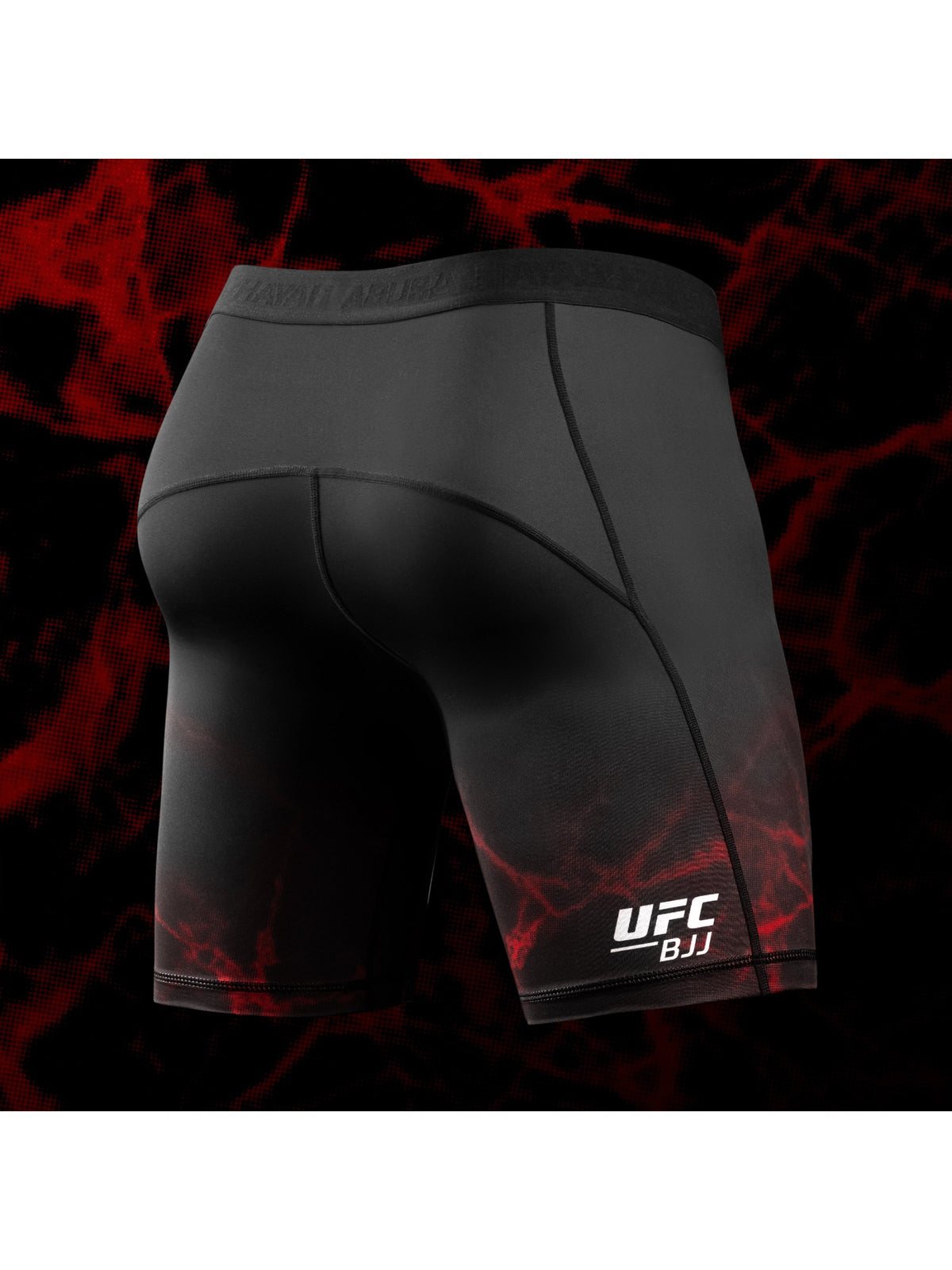 UFC BJJ Men's Vale Tudo Shorts, black/red, image 2