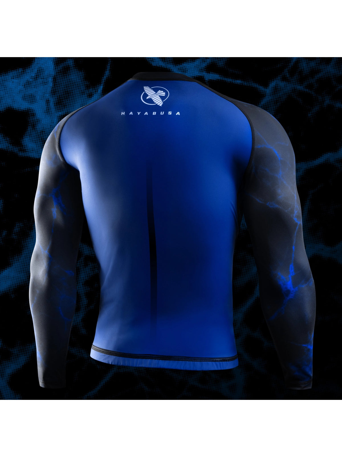 UFC BJJ Men's Long Sleeve Rash Guard, black/blue, image 2