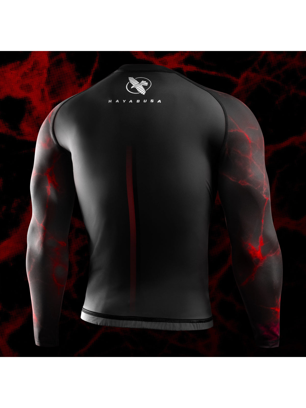 UFC BJJ Men's Long Sleeve Rash Guard, black/red, image 2