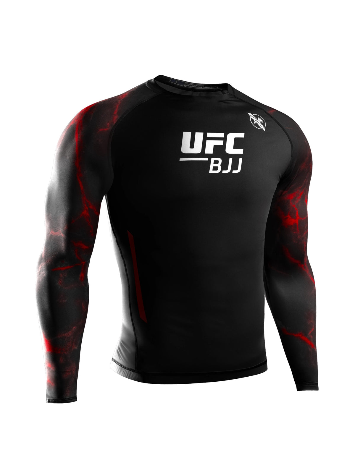 UFC BJJ Men's Long Sleeve Rash Guard, black/red, main image