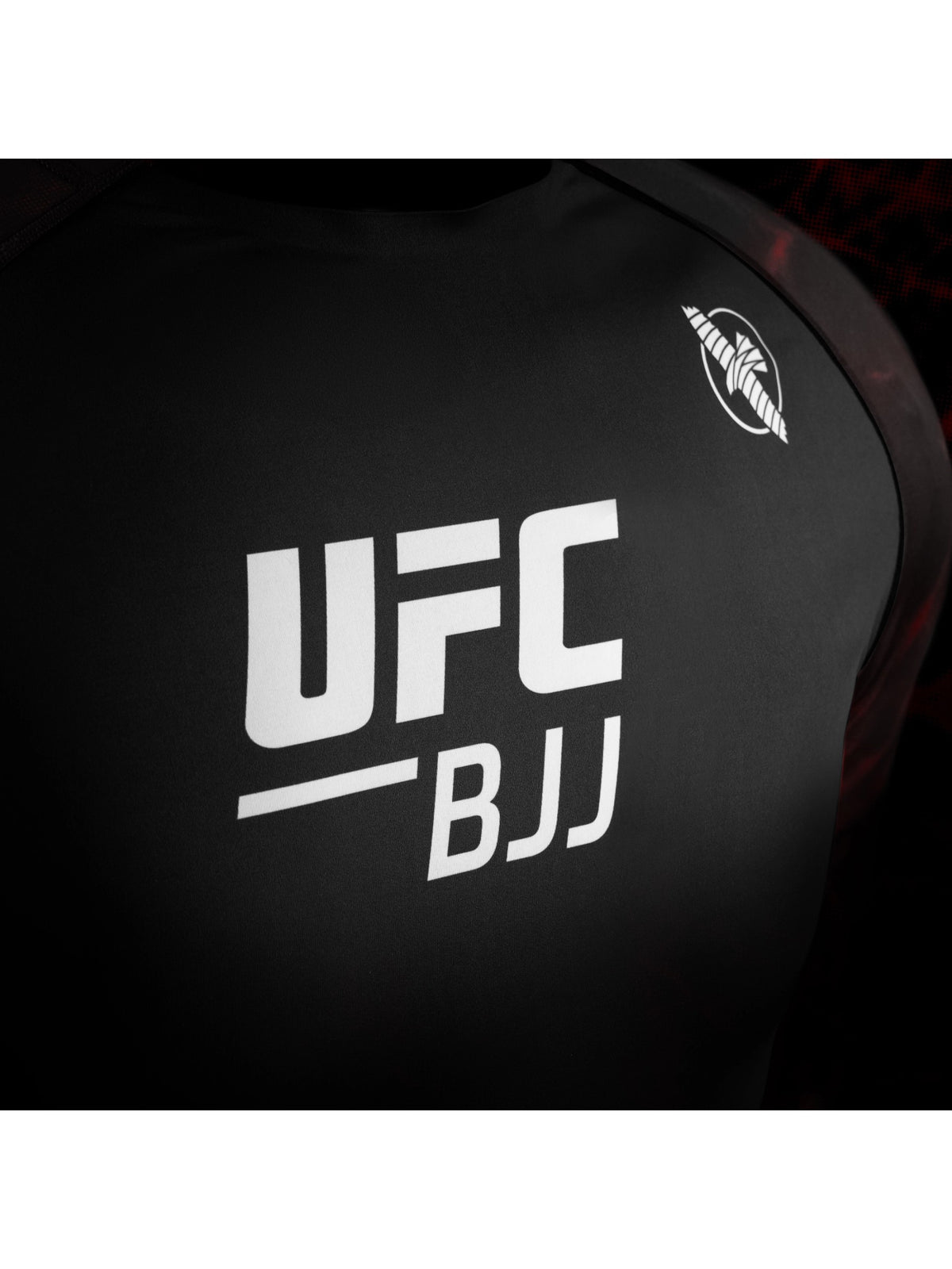 UFC BJJ Men's Short Sleeve Rash Guard, black/red, image 3