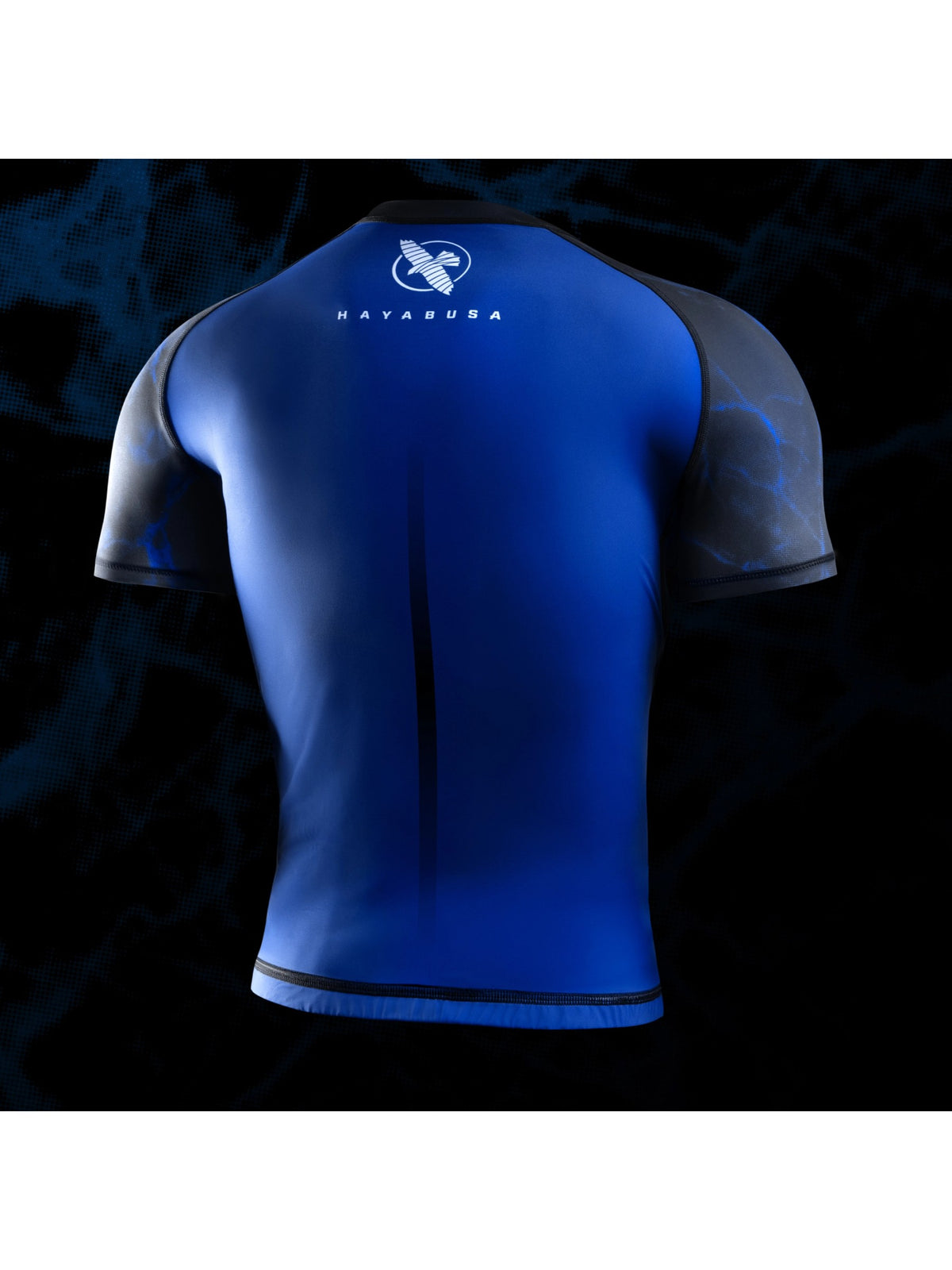 UFC BJJ Men's Short Sleeve Rash Guard, black/blue, image 2