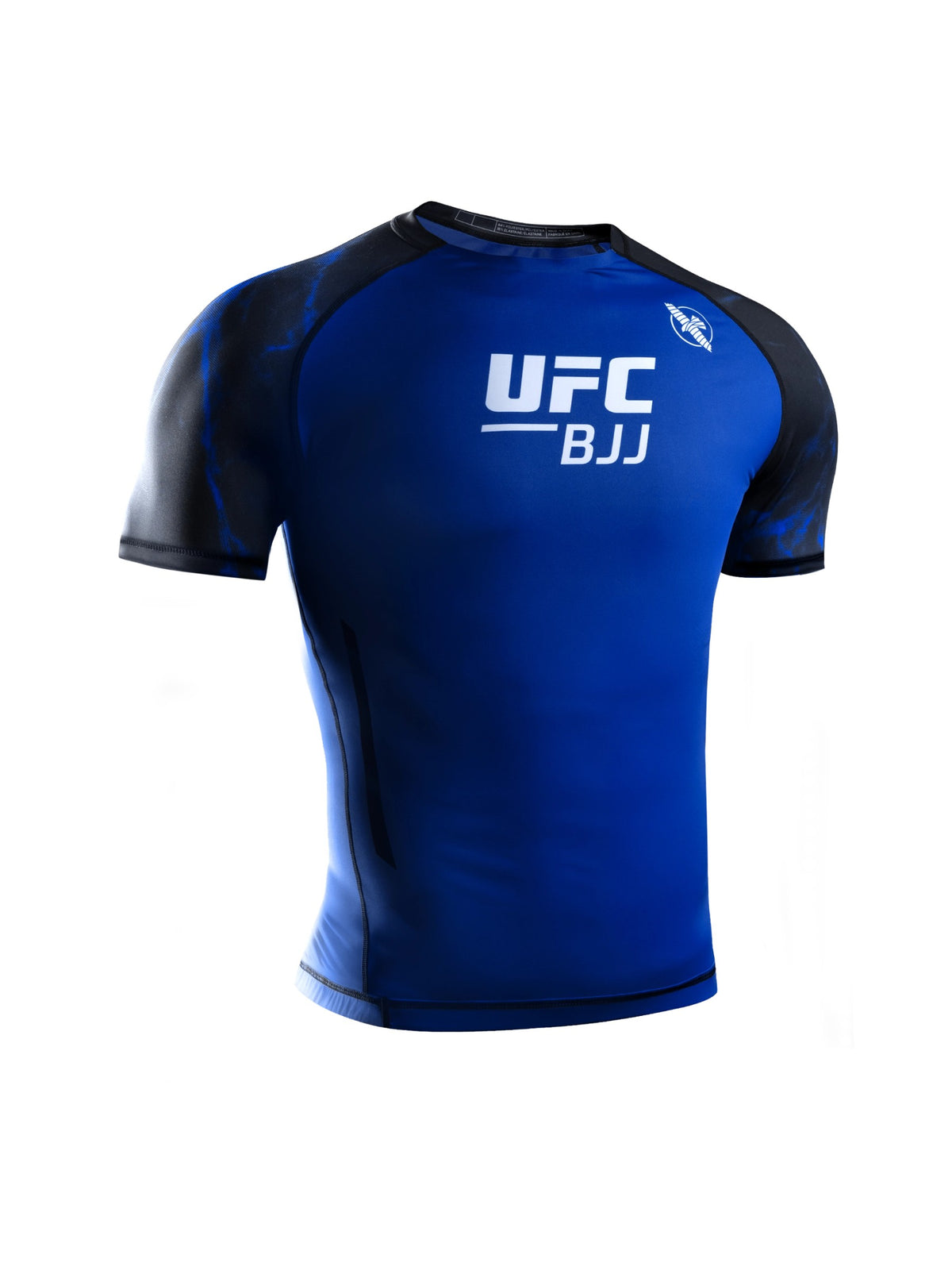 UFC BJJ Men's Short Sleeve Rash Guard, black/blue, main image