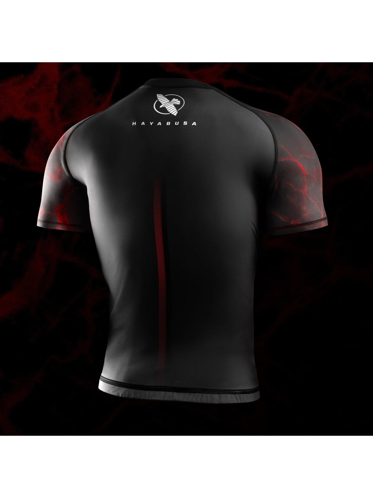UFC BJJ Men's Short Sleeve Rash Guard, black/red, image 2