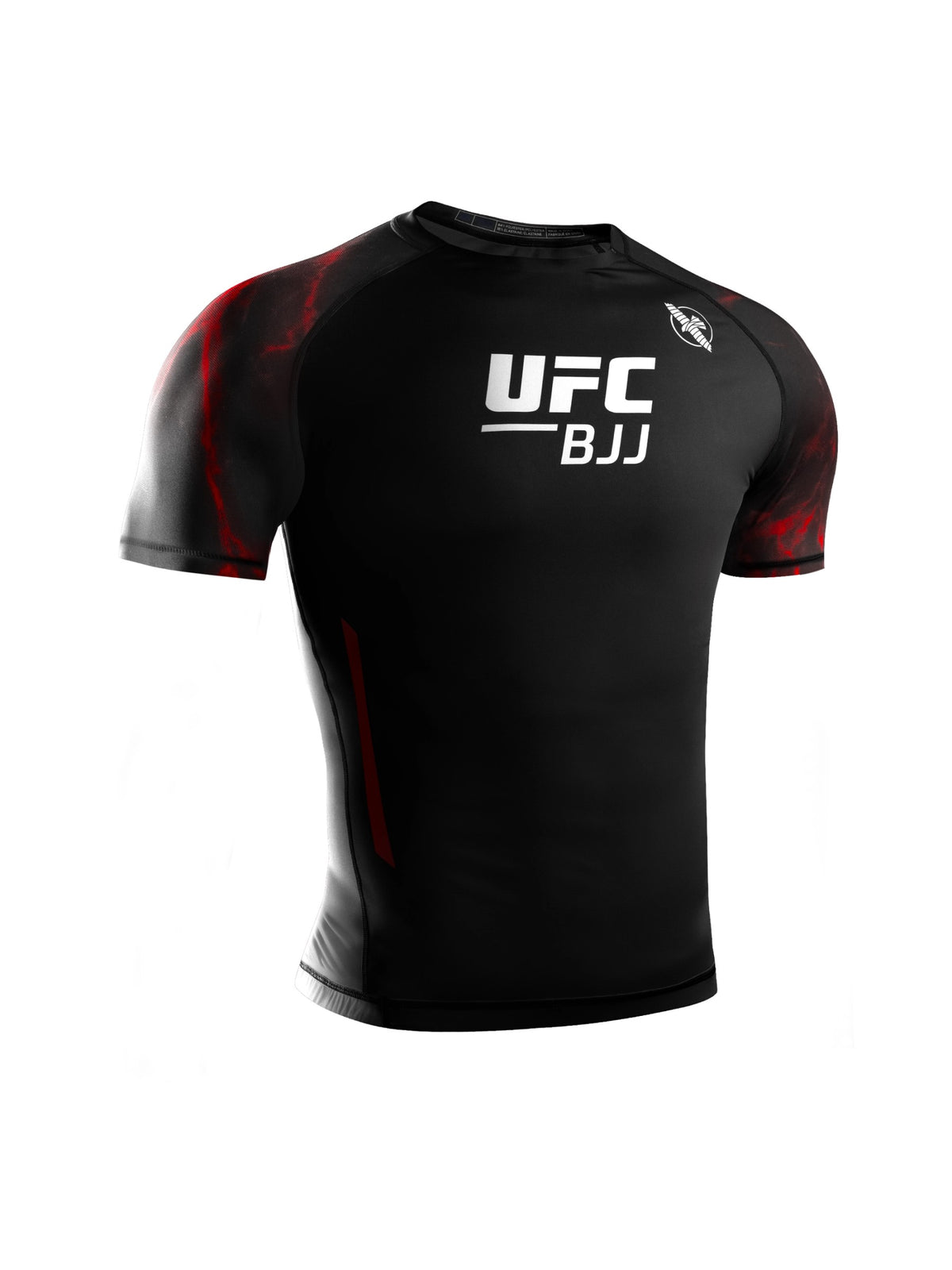UFC BJJ Men's Short Sleeve Rash Guard, black/red, main image