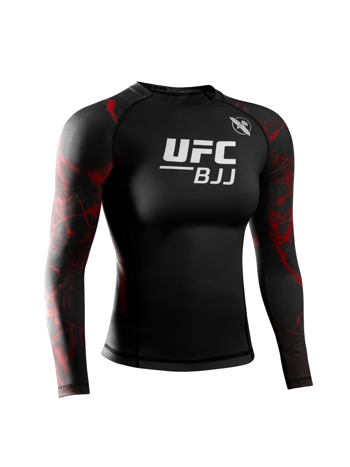 UFC BJJ Women's Long Sleeve Rash Guard, black/red, main image