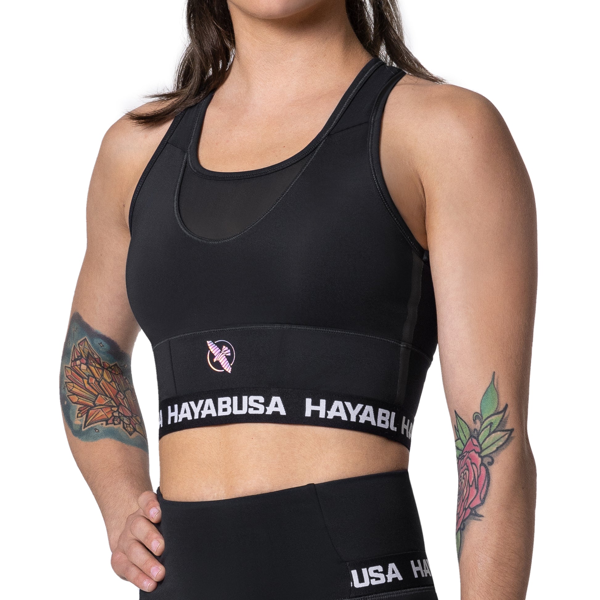 Hayabusa Women's Crossback Sports Bra – Black Front