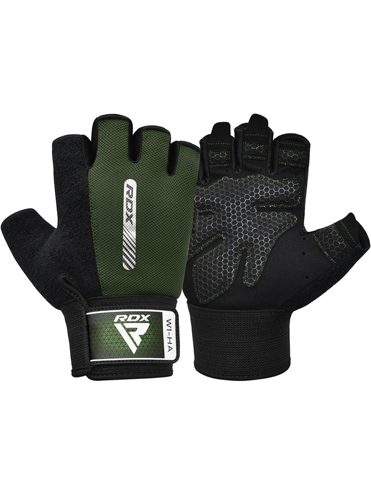 RDX W1H Half Finger Gym Workout Gloves, green, image 2