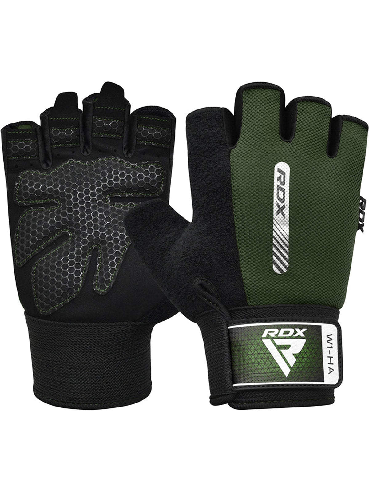 RDX W1H Half Finger Gym Workout Gloves, green, image 3
