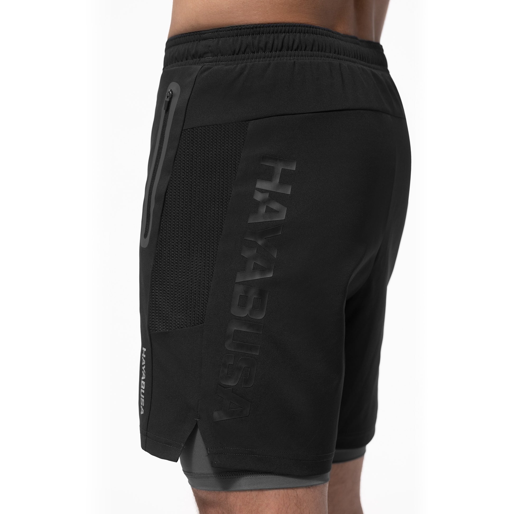 Hayabusa Men's Layered Performance Shorts - Black Detail